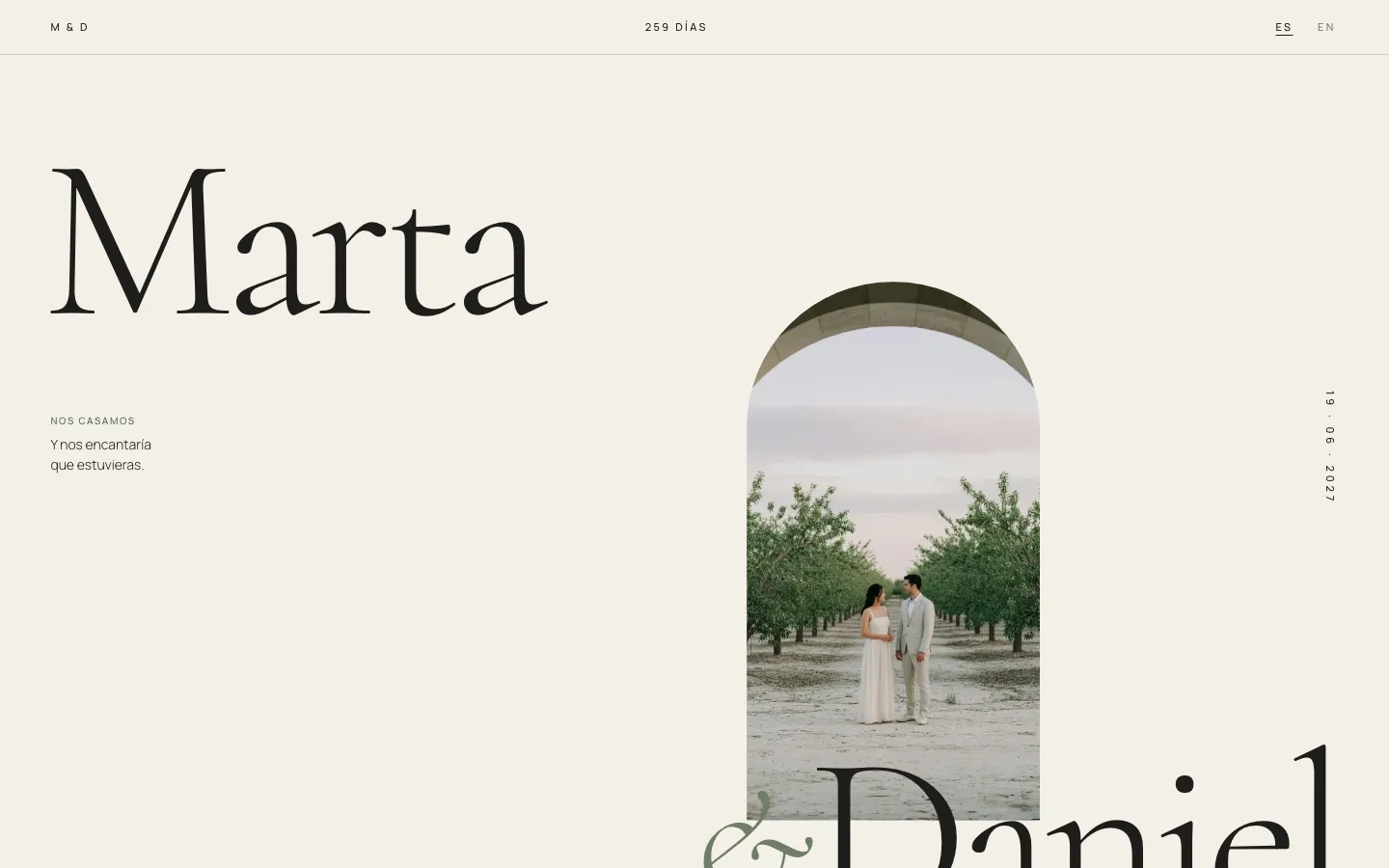 Página web de boda Clásica vista en ordenador