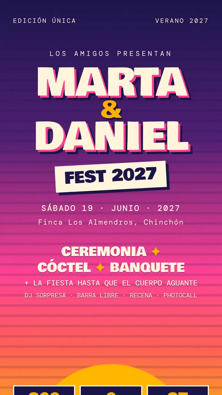Ejemplo Fest de página web de boda en el móvil