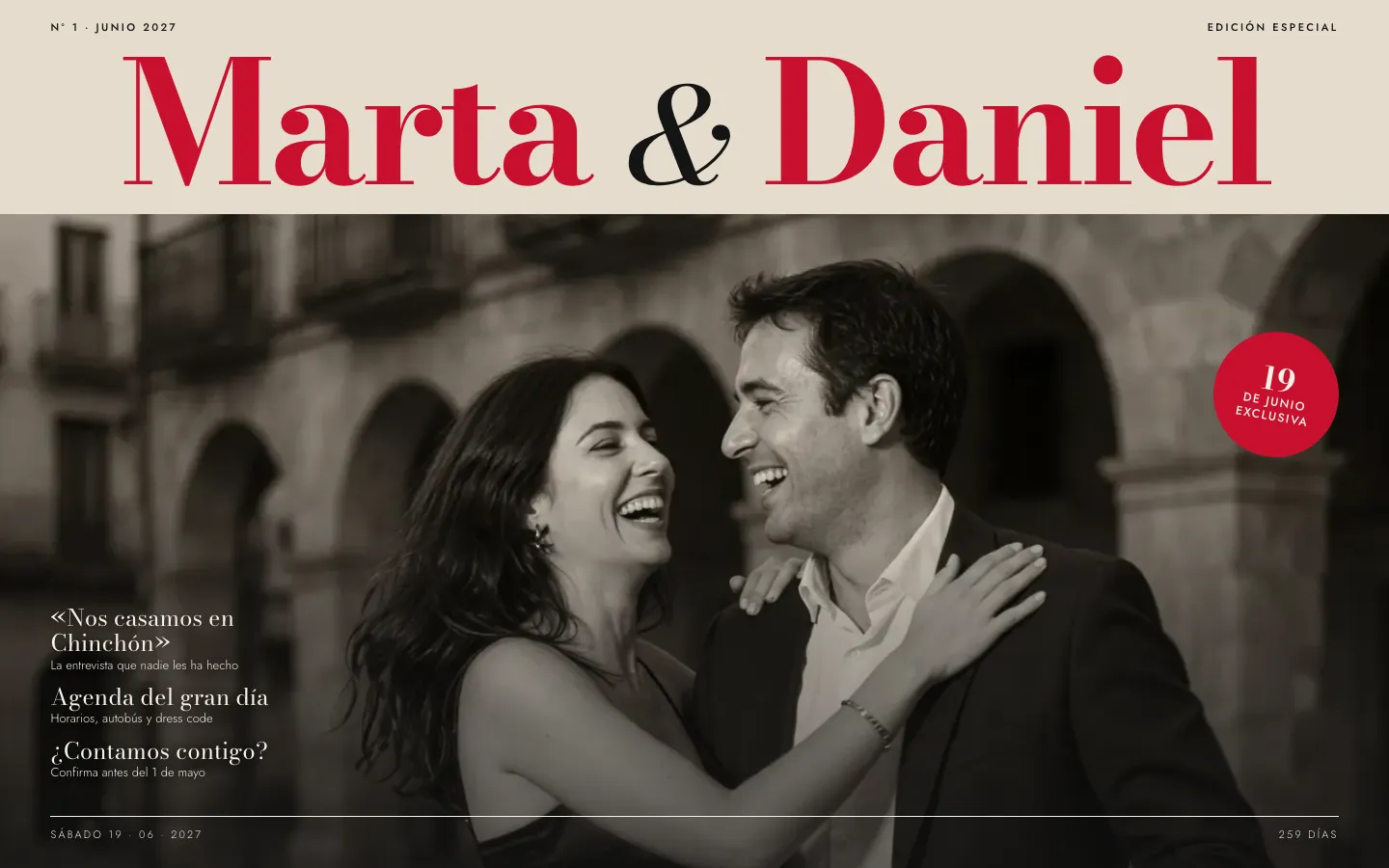 Página web de boda Revista vista en ordenador