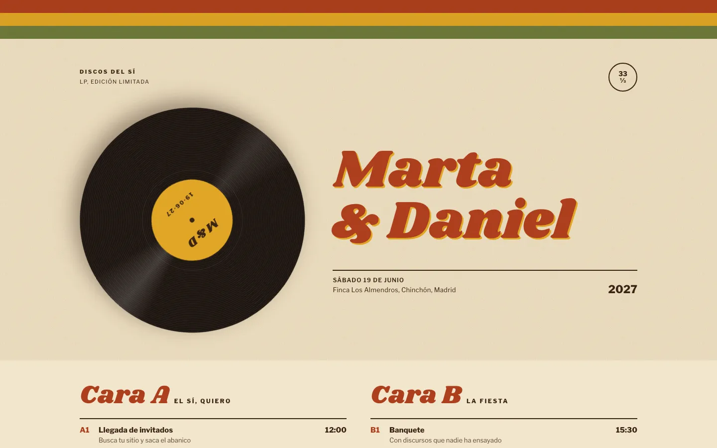 Página web de boda Vinilo vista en ordenador