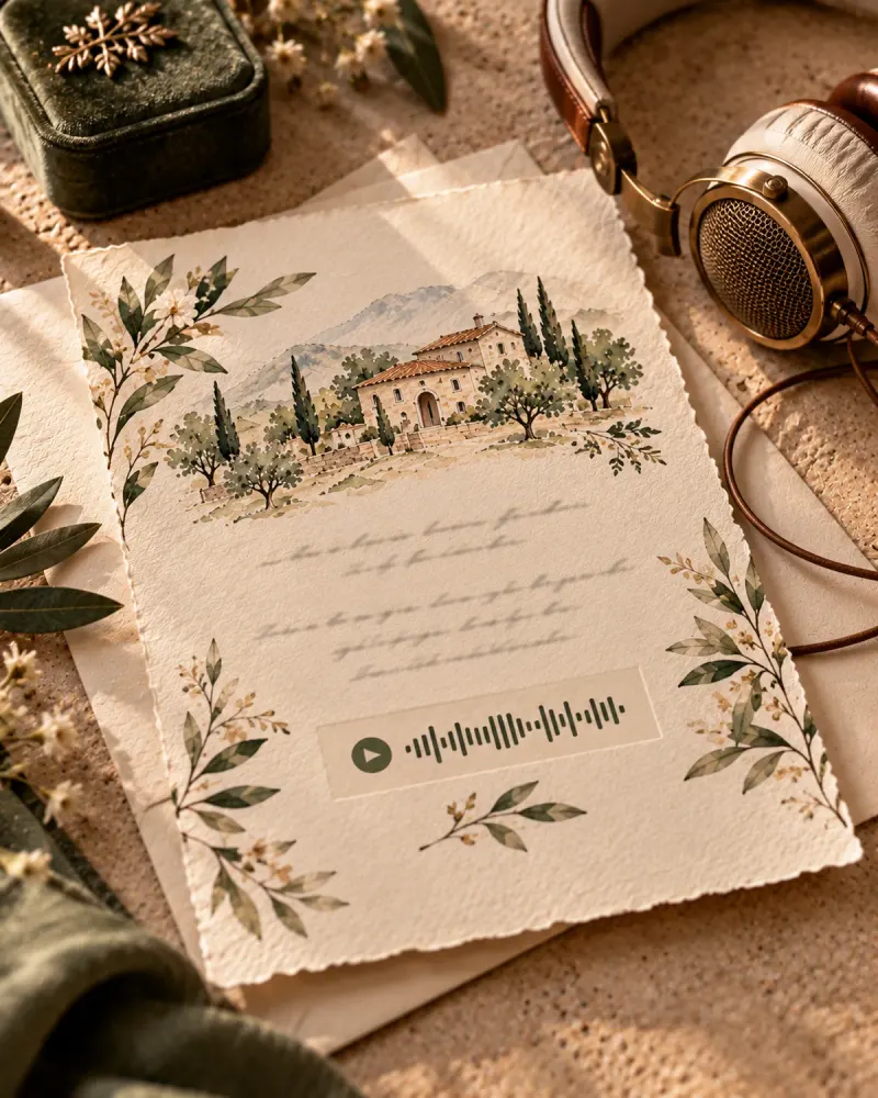 Invitación de boda original con la canción de los novios