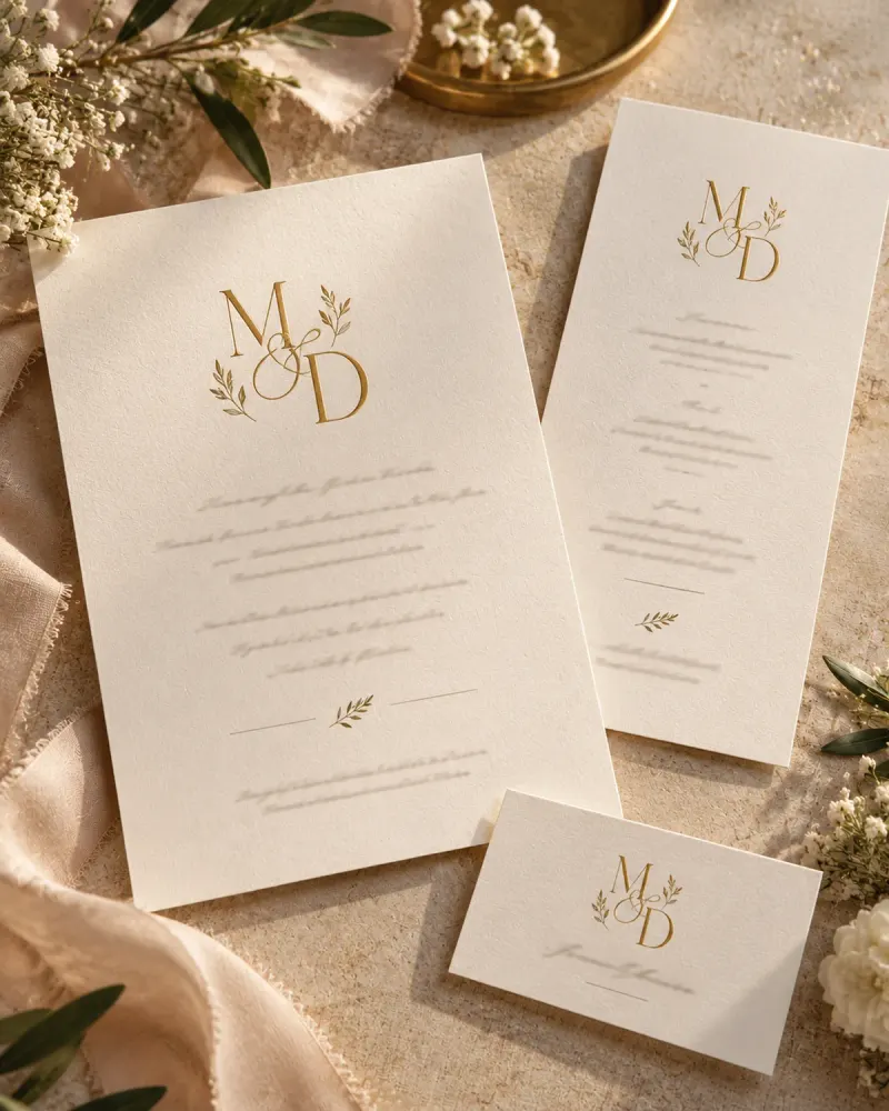 Monograma con las iniciales de los novios para la invitación de boda